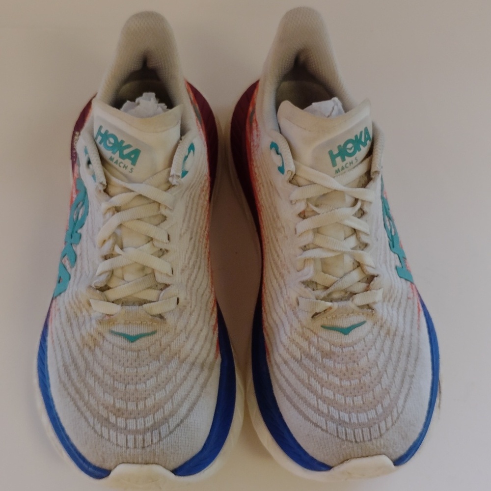 Hoka Mach 5 Shoes in White, Orange, and Purple - Picture 2 of 11